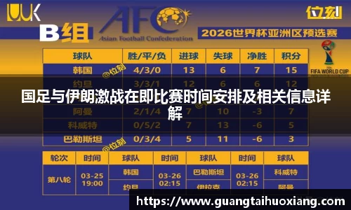 国足与伊朗激战在即比赛时间安排及相关信息详解